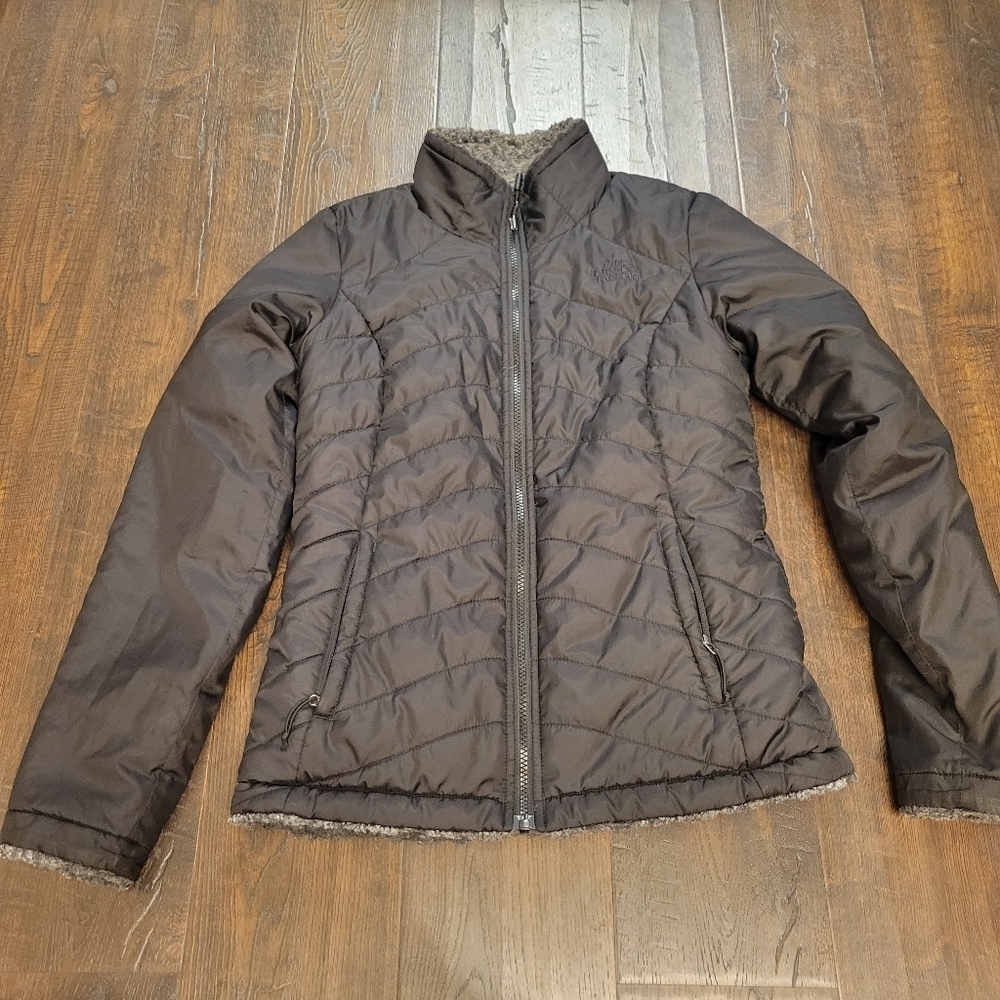 THE North Face Mossbud insulated reversible jacket black XS Black Grey Womens